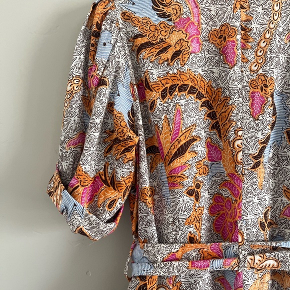 INC International Concepts | Patterned Puff Sleeve MIDI Dress with Tie Waist - Picture 8 of 8